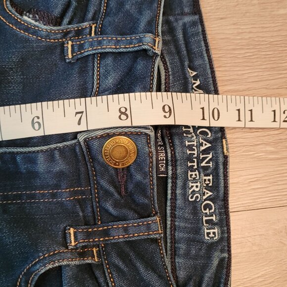 American Eagle Jeans 6 L Jegging Low Rise Medium Dark Wash Super Stretch Denim - Picture 8 of 11